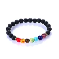 Браслет 7 Чакр 8мм из натурального камня Лава