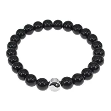 Браслет Инь Ян, 8мм, черный агат BJBS-305-2