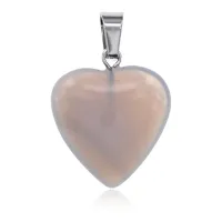 Кулон Сердце, 3х2см, Серый агат BJK214-05
