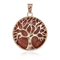 Кулон Дерево жизни, d.2,7см, Коричневый авантюрин BJK215-03