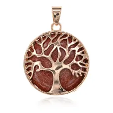 Кулон Дерево жизни, d.2,7см, Коричневый авантюрин BJK215-03