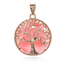 Кулон Дерево жизни, d.2,7см, Арбузный кварц BJK215-05