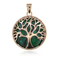 Кулон Дерево жизни, d.2,7см, Малахит BJK215-06