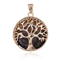 Кулон Дерево жизни, d.2,7см, Тигровый глаз BJK215-08