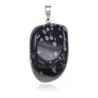 Кулон из натурального камня Снежный обсидиан, 3х1,5см BJK217-05