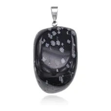 Кулон из натурального камня Снежный обсидиан, 3х1,5см BJK217-05