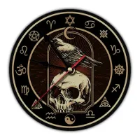 Часы настенные Ворон на черепе 20 см, пластик MCH074