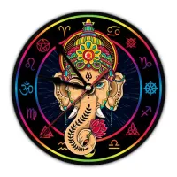 Часы настенные Ганеша 20 см, пластик MCH081