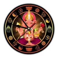 Часы настенные Ганеша 20 см, пластик MCH123