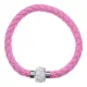 Кожаный браслет с магнитным замком со стразами, цвет нежно-розовый BS001-LP