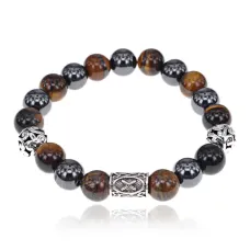 Магнитный браслет с руной Гебо и нат.камнем Тигровый глаз BSR1-08