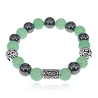 Магнитный браслет с руной Уруз и нат.камнем Нефрит BSR1-13