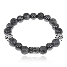 Магнитный браслет с руной Альгиз и нат.камнем Лабрадор BSR1-16