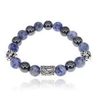 Магнитный браслет с руной Эйваз и нат.камнем Содалит BSR1-22