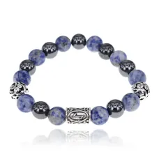 Магнитный браслет с руной Эйваз и нат.камнем Содалит BSR1-22