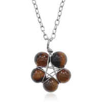 Кулон Цветок с натуральным тигровым глазом BJK307-02