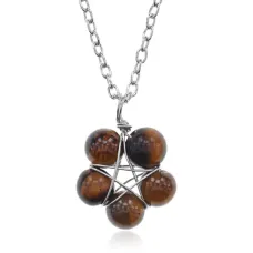 Кулон Цветок с натуральным тигровым глазом BJK307-02