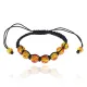 Браслет Шамбала, 8мм, янтарь BS535-04