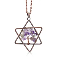 Кулон Звезда Давида и Дерево Жизни, аметист BJK308-02
