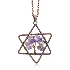 Кулон Звезда Давида и Дерево Жизни, аметист BJK308-02