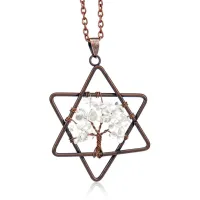 Кулон Звезда Давида и Дерево Жизни, горный хрусталь BJK308-04