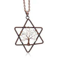 Кулон Звезда Давида и Дерево Жизни, горный хрусталь BJK308-04