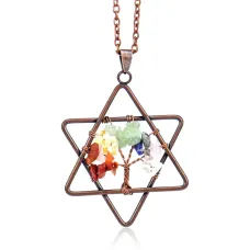 Кулон Звезда Давида и Дерево Жизни, агат BJK308-07
