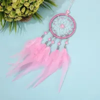 Подвеска Ловец снов, 50х7,5см, цвет розовый LS019