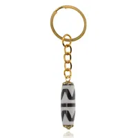 Брелок с бусиной Дзи Двойной клык тигра DZBK-014