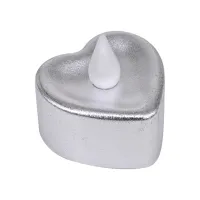 Светодиодная свеча Сердце, 4х4х2см, цвет серебряный