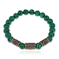 Рунический браслет-амулет Успешная учеба, новые знания с синт.камнем Малахит BSRA-201