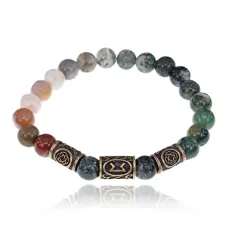 Рунический браслет-амулет Защита и удача с нат.камнем Яшма BSRA-206