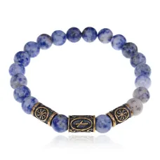 Рунический браслет - амулет Достижение любой цели с нат.камнем Содалит BSRA-207
