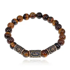 Рунический браслет - амулет Достаток и богатство с нат.камнем Тигровый глаз BSRA-210