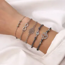 Набор из 5 браслетов, цвет серебряный BSN031