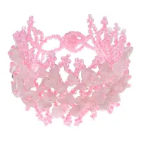 Браслет из бисера и натурального камня Розовый кварц, 15х4см BJBS-308