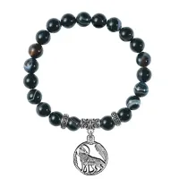Браслет Волк (защита, сила, победа), Черный агат BSP-24-07