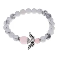 Браслет Ангел-хранитель, кахолонг и розовый кварц BSAH011