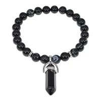 Браслет Кристалл, 8мм, черный агат BSBJK-001