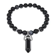 Браслет Кристалл, 8мм, черный агат BSBJK-001