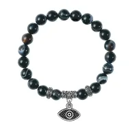 Браслет Глаз (от сглаза и порчи), Черный агат BSP-24-11