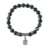 Браслет Черепаха (здоровье и долголетие), Черный агат BSP-24-16