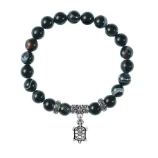Браслет Черепаха (здоровье и долголетие), Черный агат BSP-24-16
