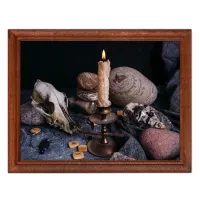 Постер в рамке 22х17см Свеча на подсвечнике POSG-0076