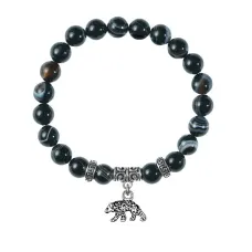Браслет Медведь (защита, сила, победа), Черный агат BSP-24-19
