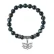 Браслет Лотос и Ом (гармония и развитие), Черный агат BSP-24-30