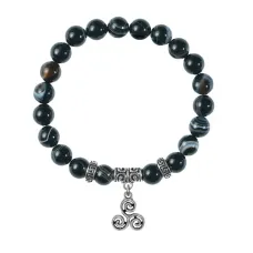 Браслет Трискель (защита и гармония), Черный агат BSP-24-0036