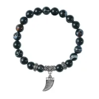 Браслет Клык (сила, мужество, воля, энергия), Черный агат BSP-24-2077