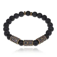 Рунический браслет Защита от сглаза, порчи, зла, лава + шунгит BSRL2-026