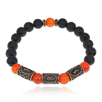 Рунический браслет Защита от колдовства, лава + сердолик BSRL2-032